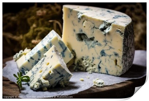 Delicious French blue cheese. Ai generated. Print by Joaquin Corbalan