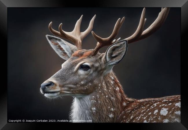 Illustration of a beautiful deer. Ai generated. Framed Print by Joaquin Corbalan