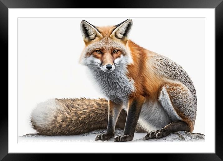 illustration of a red fox. Ai generated. Framed Mounted Print by Joaquin Corbalan