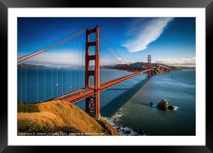The Golden bridge, famous bridge that joins two parts, long infr Framed Mounted Print by Joaquin Corbalan