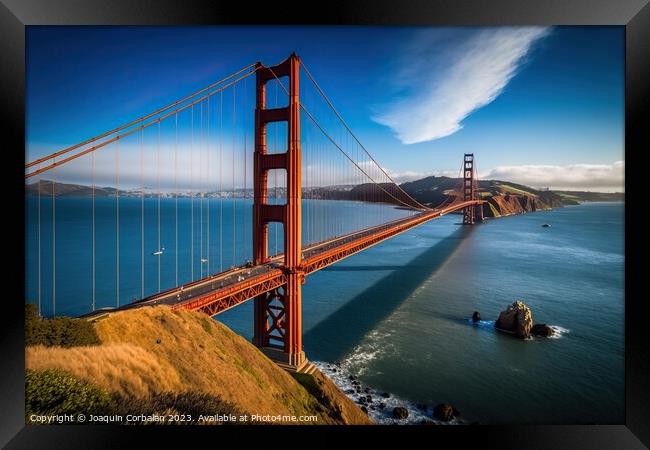 The Golden bridge, famous bridge that joins two parts, long infr Framed Print by Joaquin Corbalan