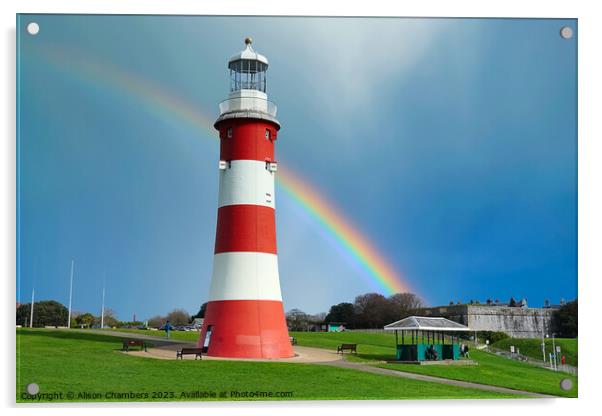 Plymouth Hoe Rainbow Acrylic by Alison Chambers