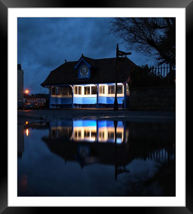 Tha hard shelter in Brightlingsea in reflection  Framed Mounted Print by Tony lopez