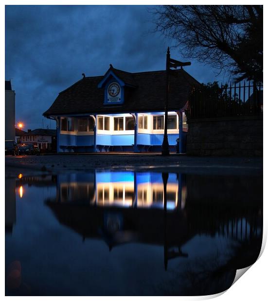 Tha hard shelter in Brightlingsea in reflection  Print by Tony lopez