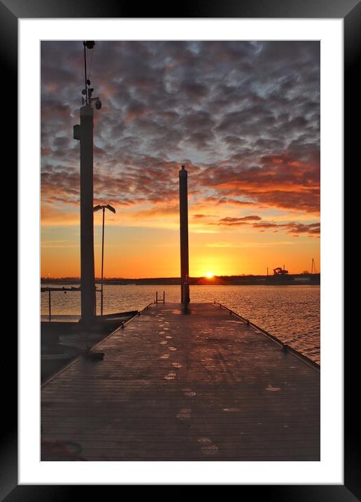 Walking into the sunset rise over Brightlingsea Ha Framed Mounted Print by Tony lopez