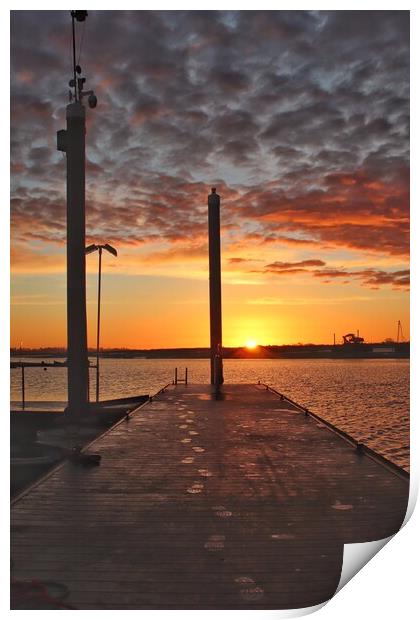 Walking into the sunset rise over Brightlingsea Ha Print by Tony lopez