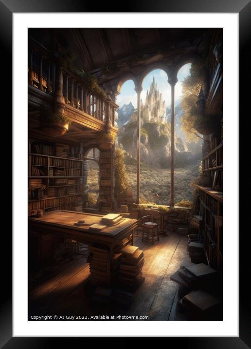 Fantasy Library Scene Framed Mounted Print by Craig Doogan Digital Art