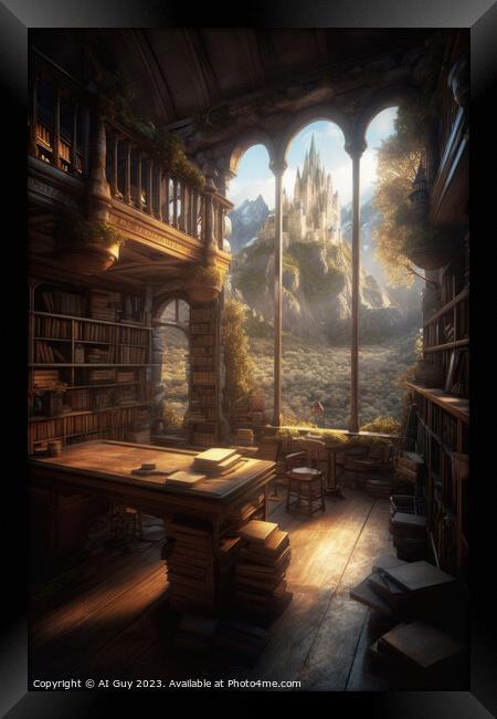 Fantasy Library Scene Framed Print by Craig Doogan Digital Art