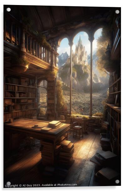 Fantasy Library Scene Acrylic by Craig Doogan Digital Art