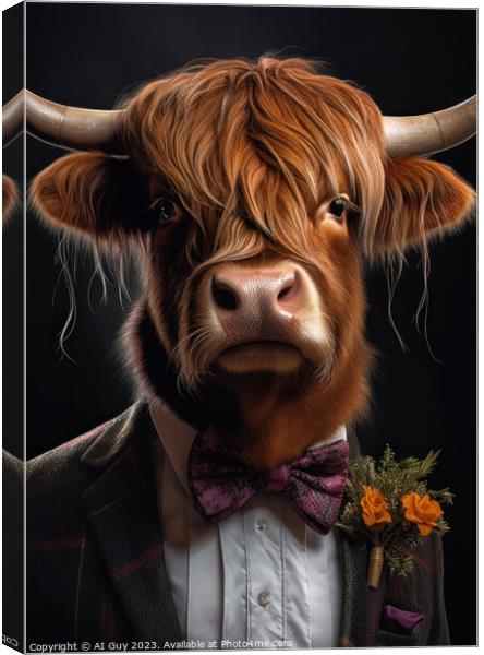 Dressed Highland Cow Canvas Print by Craig Doogan Digital Art