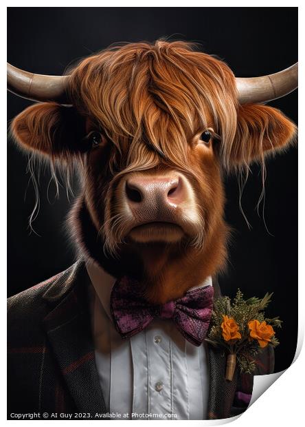 Dressed Highland Cow Print by Craig Doogan Digital Art