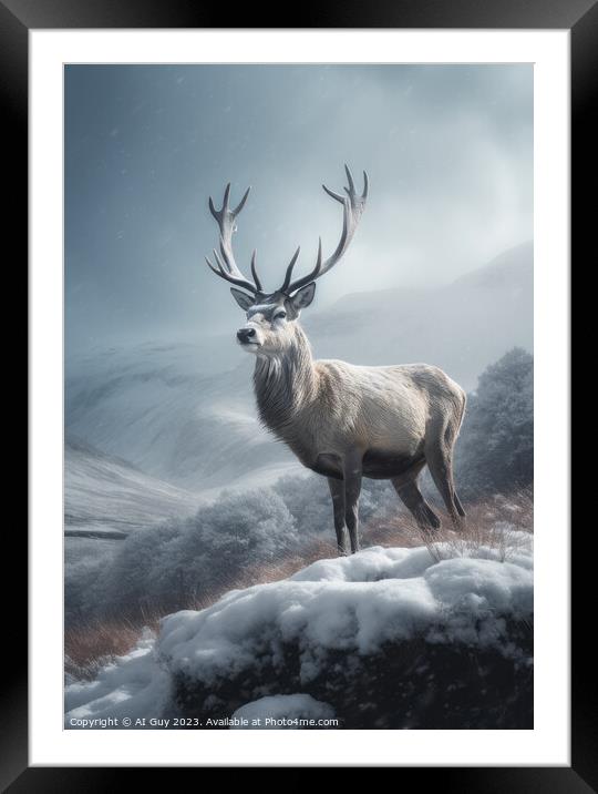 Fantasy White Stag Framed Mounted Print by Craig Doogan Digital Art