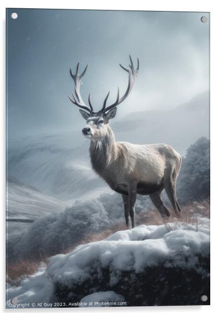 Fantasy White Stag Acrylic by Craig Doogan Digital Art