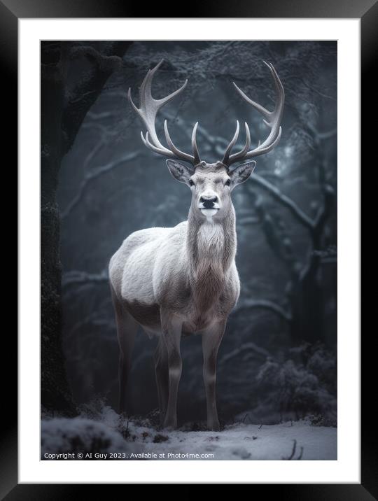 Fantasy Albino Deer Painting Framed Mounted Print by Craig Doogan Digital Art
