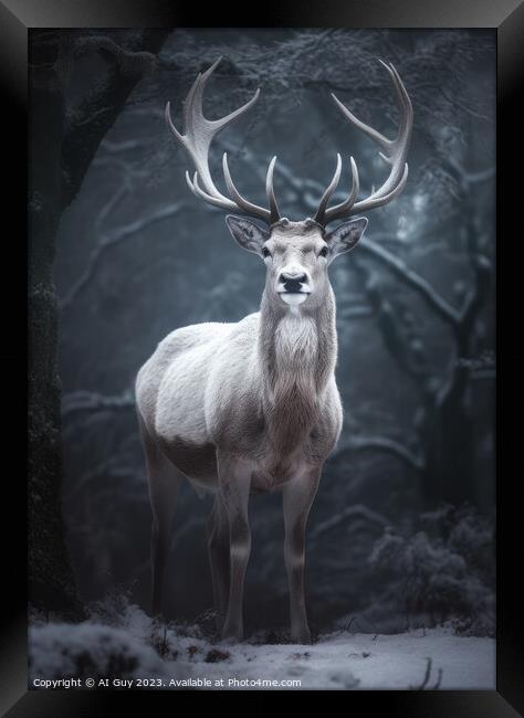 Fantasy Albino Deer Painting Framed Print by Craig Doogan Digital Art