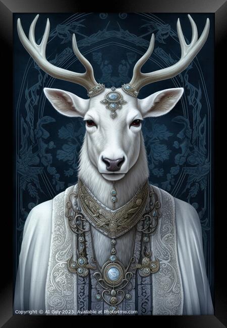 White Deer Stag Framed Print by Craig Doogan Digital Art
