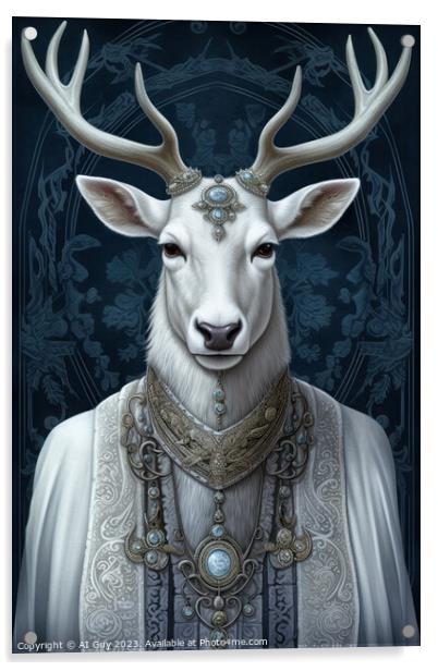 White Deer Stag Acrylic by Craig Doogan Digital Art