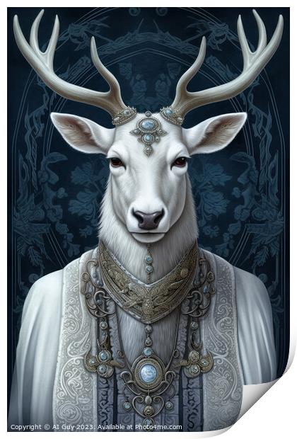 White Deer Stag Print by Craig Doogan Digital Art