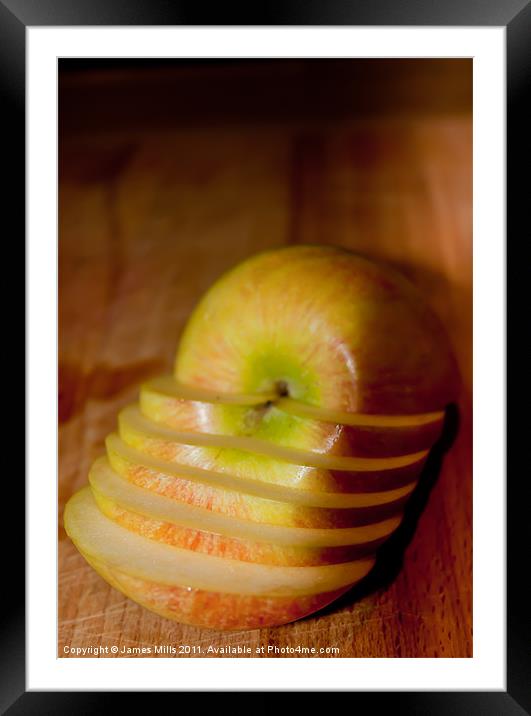 Sliced Apple Framed Mounted Print by James Mills