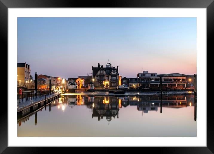 Brightlingsea Hard and old Anchor pub in the morning light  Framed Mounted Print by Tony lopez