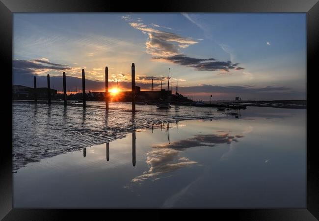 Cloudscape Brightlingsea Harbour morning reflections  Framed Print by Tony lopez