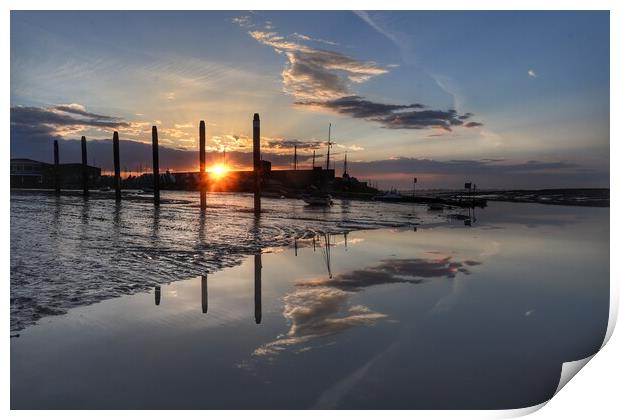 Cloudscape Brightlingsea Harbour morning reflections  Print by Tony lopez