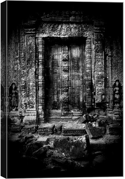 Blind Door In Forgotten Temple Ruins Canvas Print by Artur Bogacki