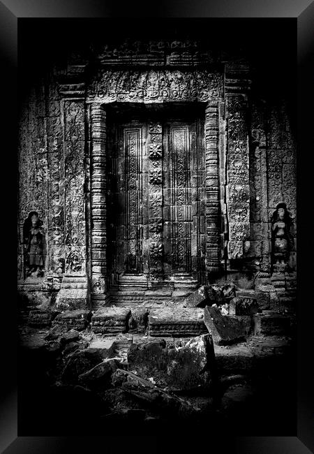 Blind Door In Forgotten Temple Ruins Framed Print by Artur Bogacki