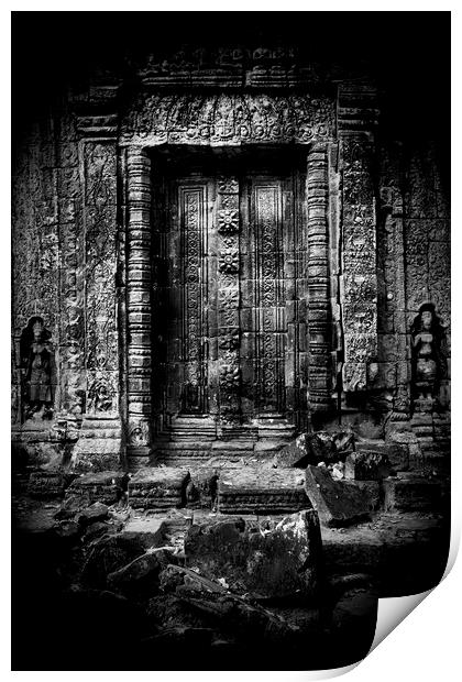 Blind Door In Forgotten Temple Ruins Print by Artur Bogacki