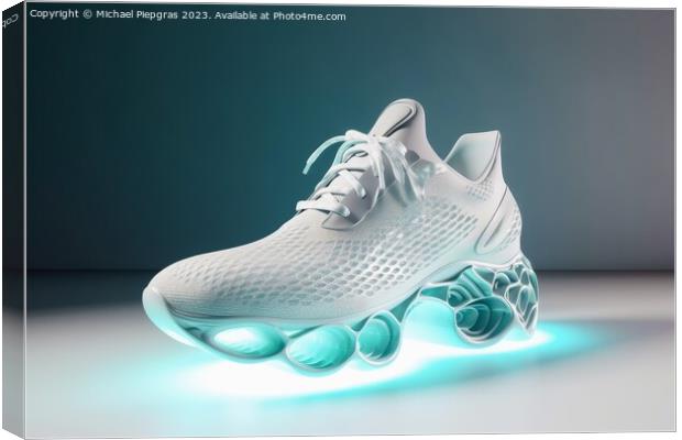 A futuristic sports shoe on a light background created with gene Canvas Print by Michael Piepgras