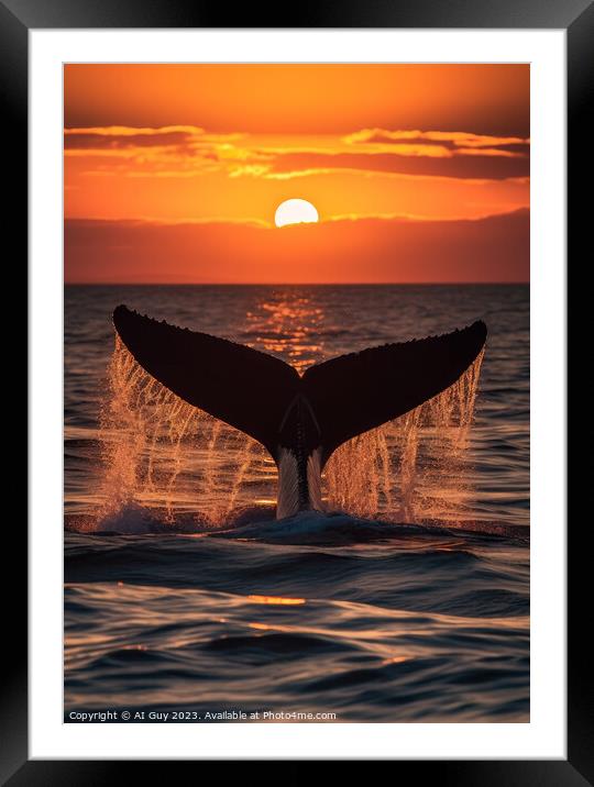 Whale Tail Breach Framed Mounted Print by Craig Doogan Digital Art
