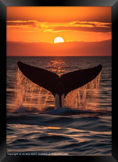 Whale Tail Breach Framed Print by Craig Doogan Digital Art