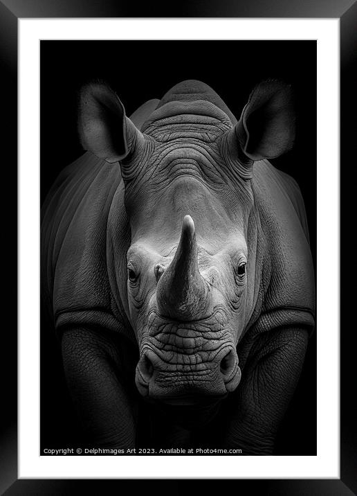Rhinoceros front portrait Framed Mounted Print by Delphimages Art