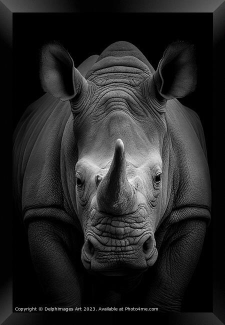 Rhinoceros front portrait Framed Print by Delphimages Art
