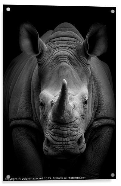 Rhinoceros front portrait Acrylic by Delphimages Art