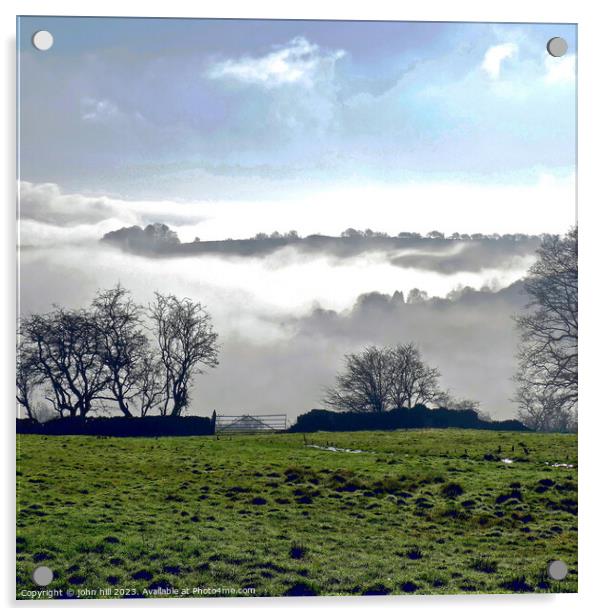 Above the Morning mist in Derbyshire. Acrylic by john hill