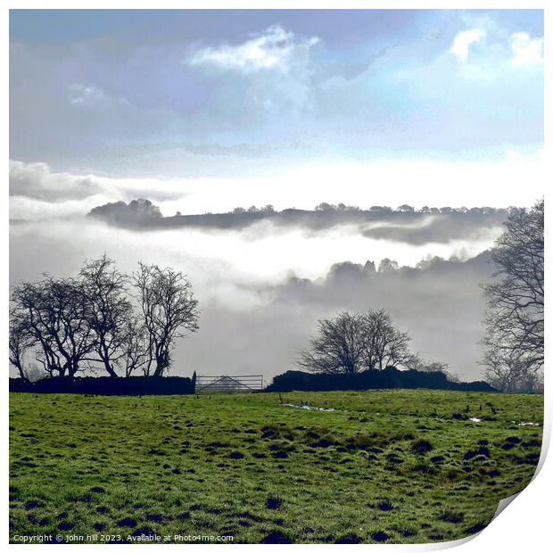 Above the Morning mist in Derbyshire. Print by john hill