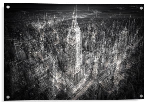 Aerial view of New York, black and white vibes Acrylic by Delphimages Art