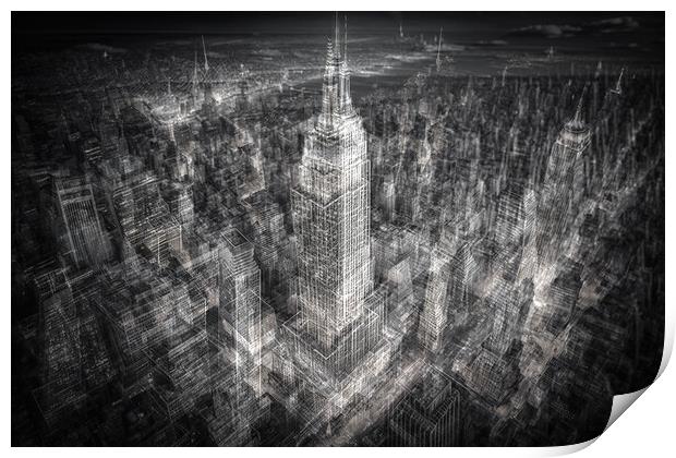Aerial view of New York, black and white vibes Print by Delphimages Art