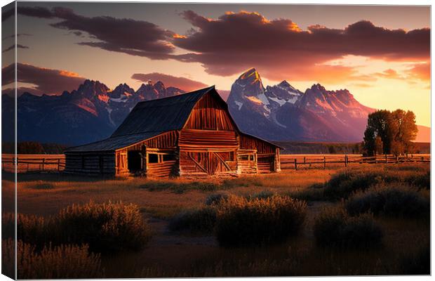 Moulton barn, Grand Teton National Park Canvas Print by Delphimages Art