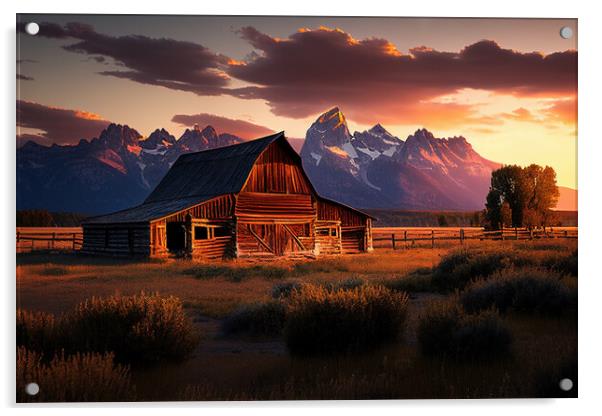 Moulton barn, Grand Teton National Park Acrylic by Delphimages Art