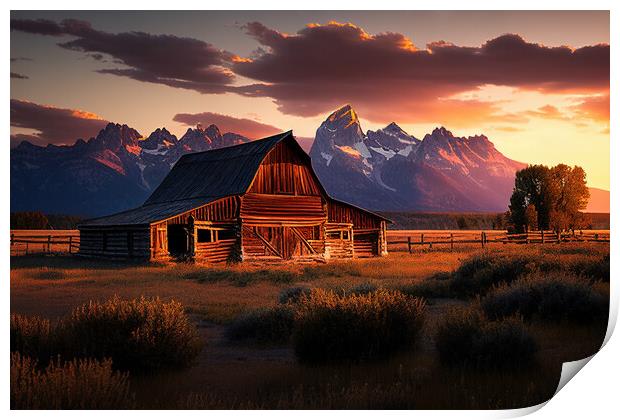 Moulton barn, Grand Teton National Park Print by Delphimages Art