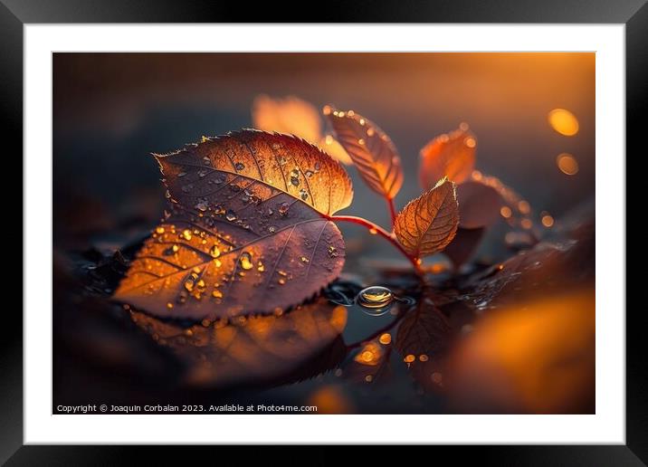 Natural background, leaf on the calm, humid and fresh water. Ai  Framed Mounted Print by Joaquin Corbalan