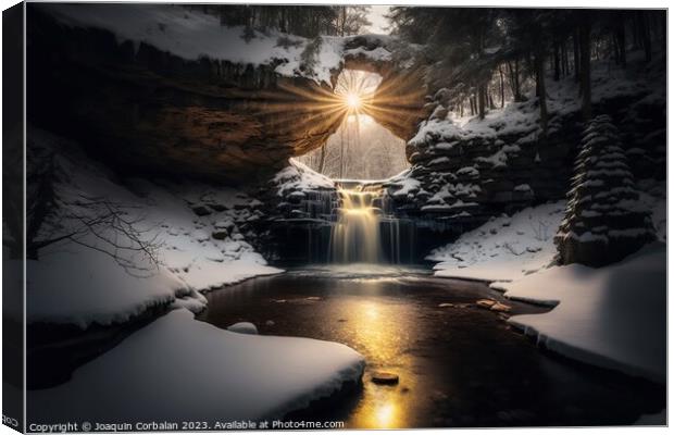 The snowmelt of a snowy stream at dawn, beautiful  Canvas Print by Joaquin Corbalan