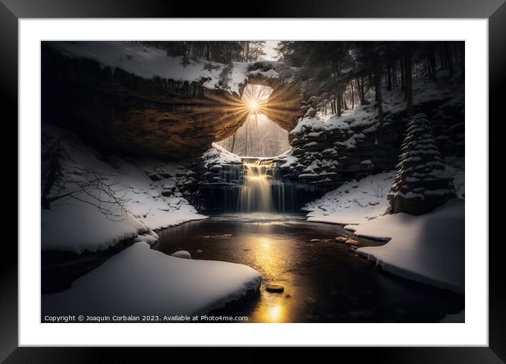 The snowmelt of a snowy stream at dawn, beautiful  Framed Mounted Print by Joaquin Corbalan