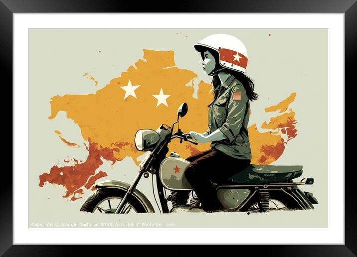 A young Vietnamese girl travels her country on a m Framed Mounted Print by Joaquin Corbalan