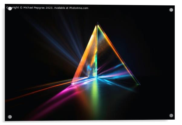 A prism dividing a lightbeam into the spectral colors created wi Acrylic by Michael Piepgras