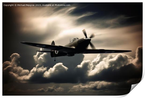 A second world war fighting plane in a dramatic sky created with Print by Michael Piepgras