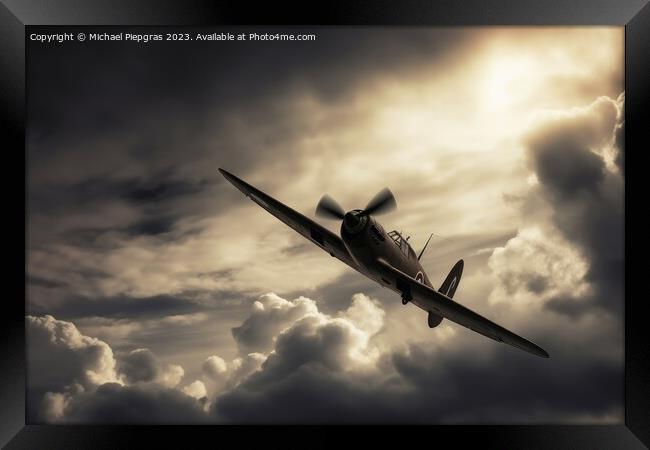 A second world war fighting plane in a dramatic sky created with Framed Print by Michael Piepgras
