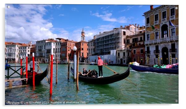 Serene and Romantic Venetian Gondola Ride Acrylic by Les Schofield